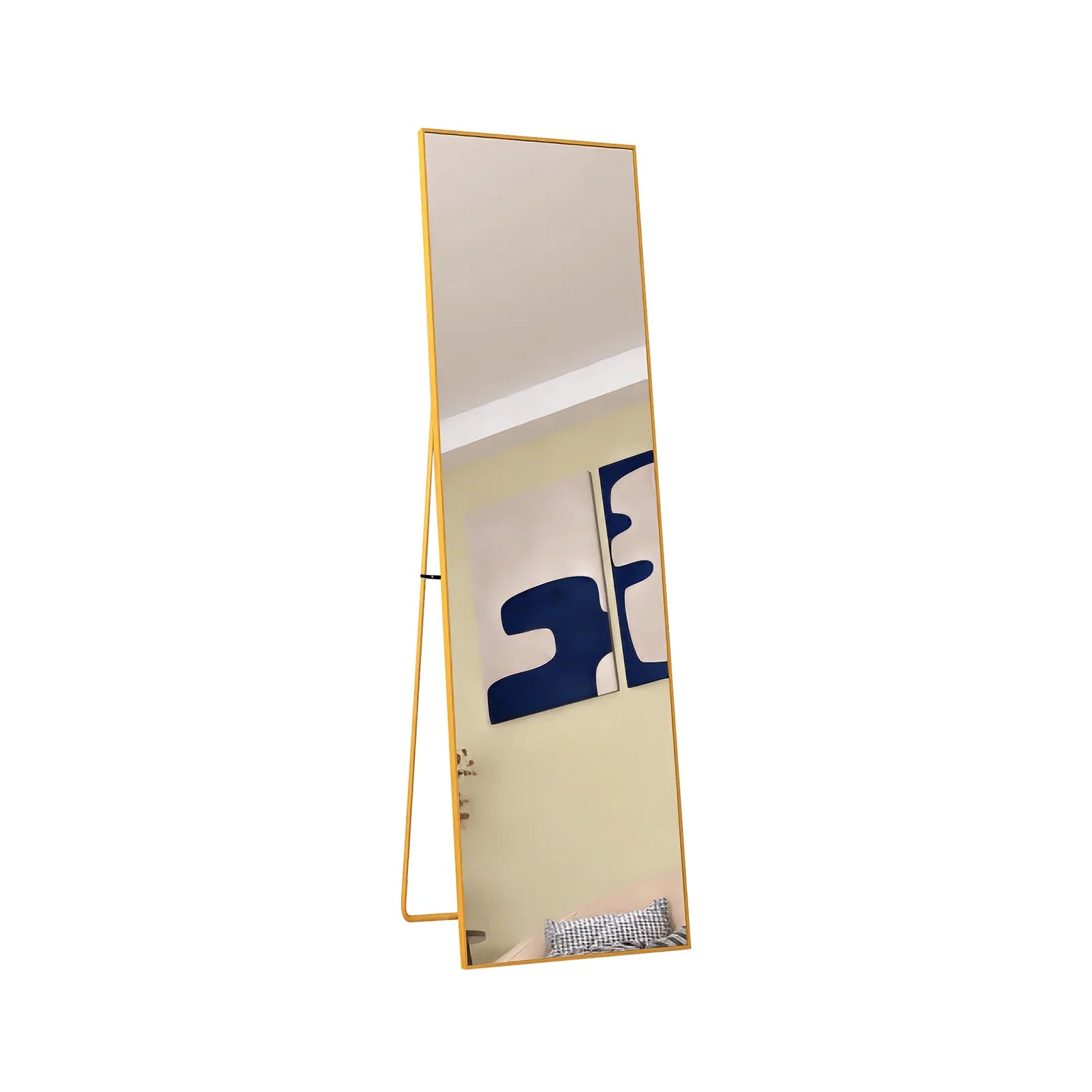 Anajqaqia 140 × 40 cm Full-Length Mirror with Aluminum Frame and Metal Stand, HD Large Wall Mirror for Living Room