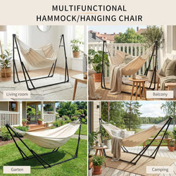 Hammock with Stand, Outdoor Hammock, Foldable, Adjustable, Sturdy, with Carry Bag, Up to 200 kg, for Garden, Balcony, Camping and Indoor Use
