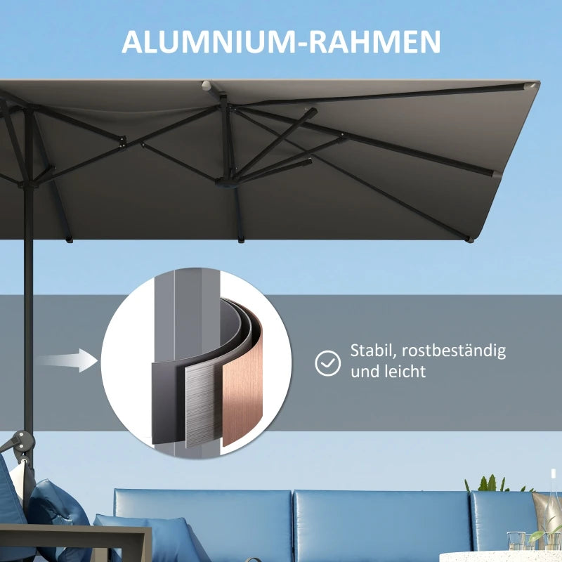 Comanlai Double Parasol with Crank, Garden Sunshade Umbrella, Balcony Parasol, UV Protection, for Balcony, Beach and Garden, 451 x 264 cm