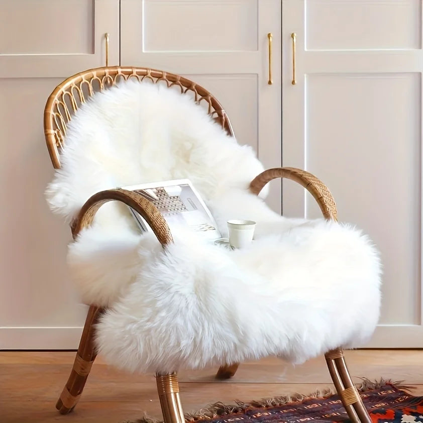 Imitation Wool Plush Chair Cushion, Single Sofa Chair Warm Cushion, Nordic Style Leisure Chair Plush Cushion, Home Comfortable Chair Cushion