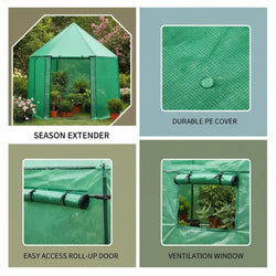 Foldable Mini Greenhouse 198 x 172 x 190 cm, with Zipper Door, Double Mesh Windows, Wind Ropes and Pegs, for Outdoor Garden Plants and Growing