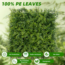12-Pack 20" x 20" Artificial Boxwood Panels, Sun-Resistant Privacy Hedge, 33 m² Artificial Greenery Plants for Indoor and Outdoor Garden Use