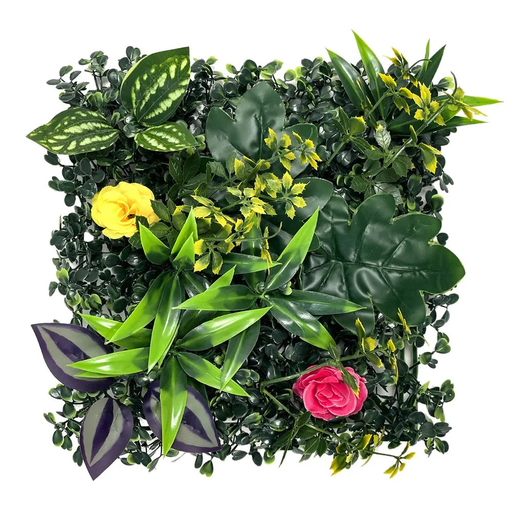 DIY Artificial Plant Wall Panel, Everlasting Sunflower Artificial Eucalyptus Green Mat, 25 * 25 cm Simulated Maple Plant Sheet