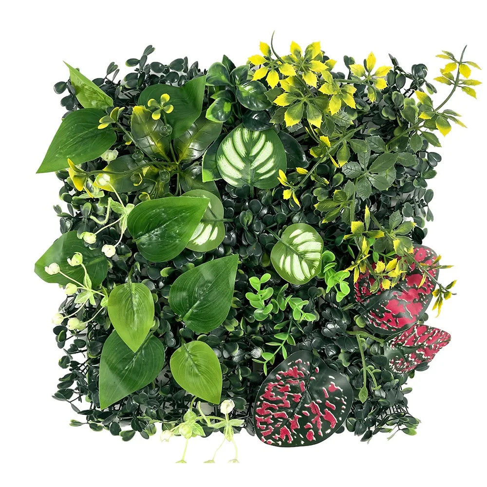 DIY Artificial Plant Wall Panel, Everlasting Sunflower Artificial Eucalyptus Green Mat, 25 * 25 cm Simulated Maple Plant Sheet