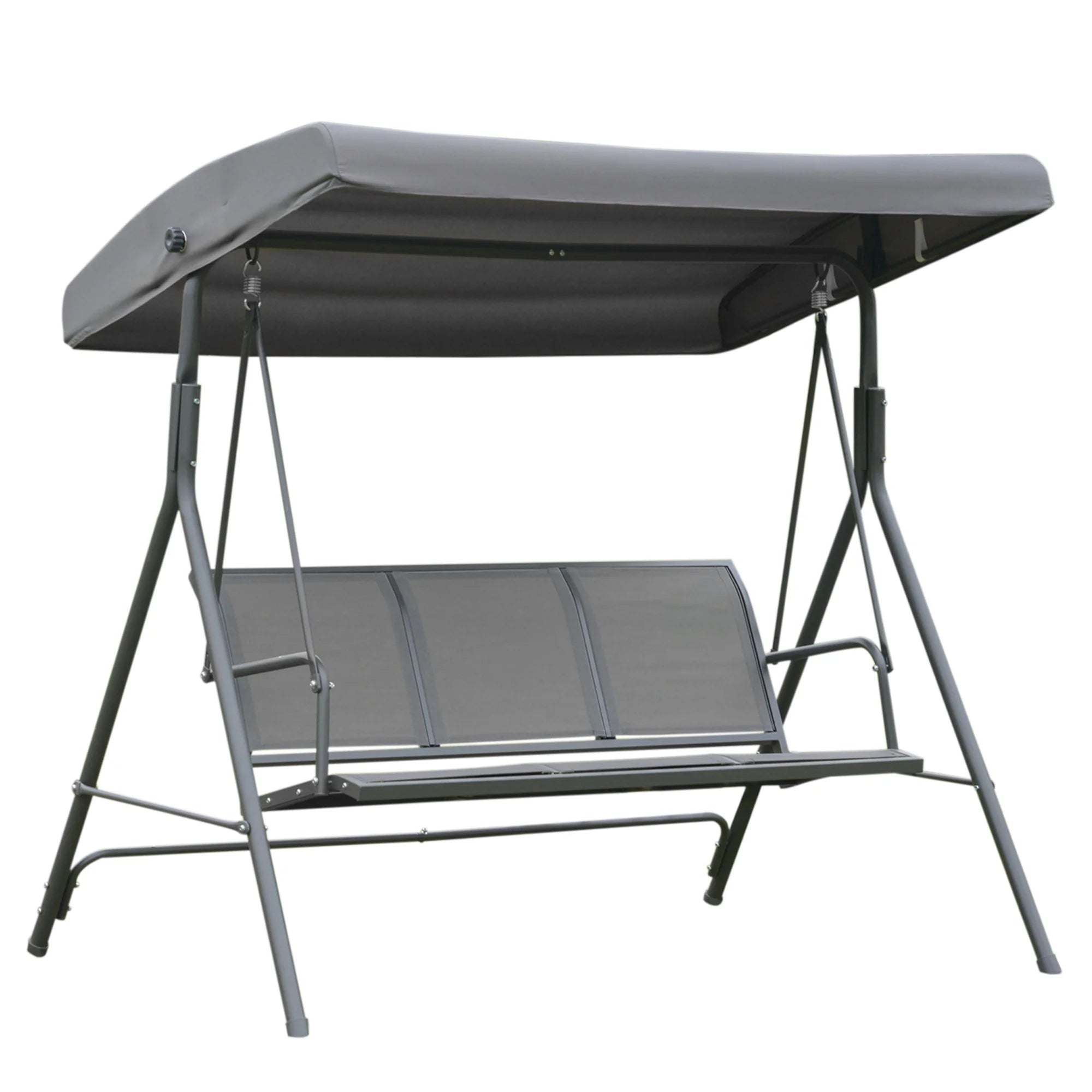 Outsunny 3-Seater Garden Swing with Canopy, Adjustable Breathable Backrest and Steel Frame, 175 x 118 x 159 cm