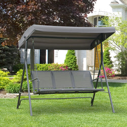 Outsunny 3-Seater Garden Swing with Canopy, Adjustable Breathable Backrest and Steel Frame, 175 x 118 x 159 cm
