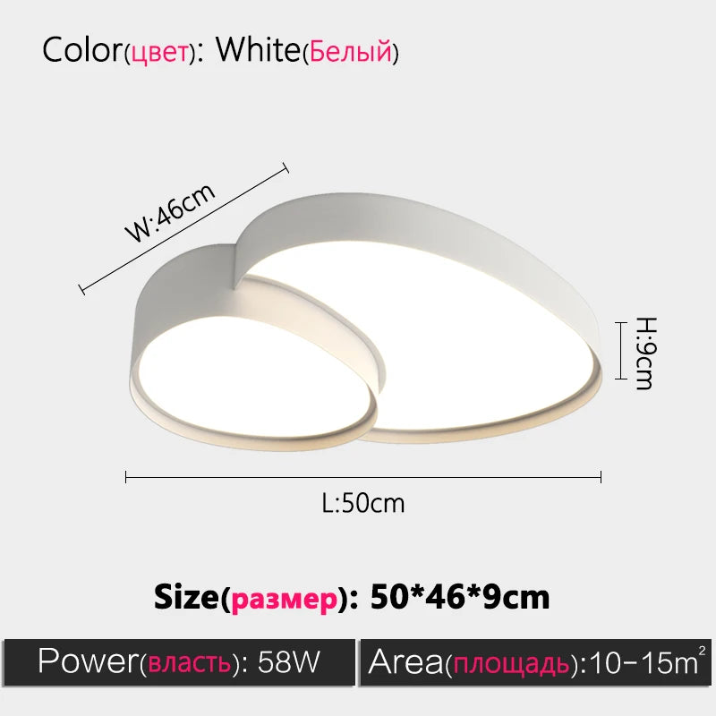 Living Room Ceiling Light, Bedroom and Dining Room Lamp, Simple Scandinavian Modern Black and White LED Home Decorative Light