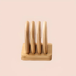 Bamboo Base Coaster Set Simple Creative Cup Holder Round Water Cup Insulation Pad Bamboo Tea Cup Holder Display Rack Accessories