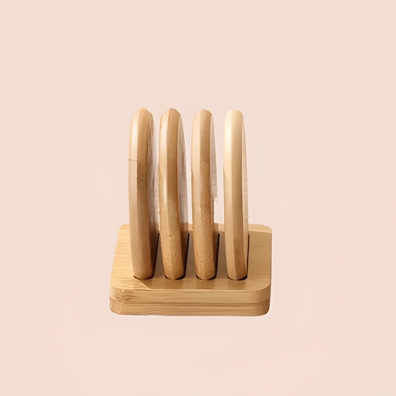 Bamboo Base Coaster Set Simple Creative Cup Holder Round Water Cup Insulation Pad Bamboo Tea Cup Holder Display Rack Accessories
