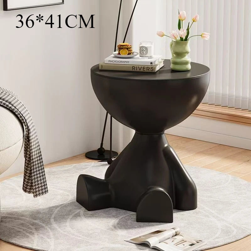 Cream-Colored Trendy Living Room Small Coffee Table, Creative Simple Plastic-Edge INS-Style Bedroom Corner Table