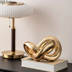 Abstract Circular Sculpture Golden Resin Ornament Desktop Knot Sculpture Display Model Handicrafts Figurines Decoration Crafts