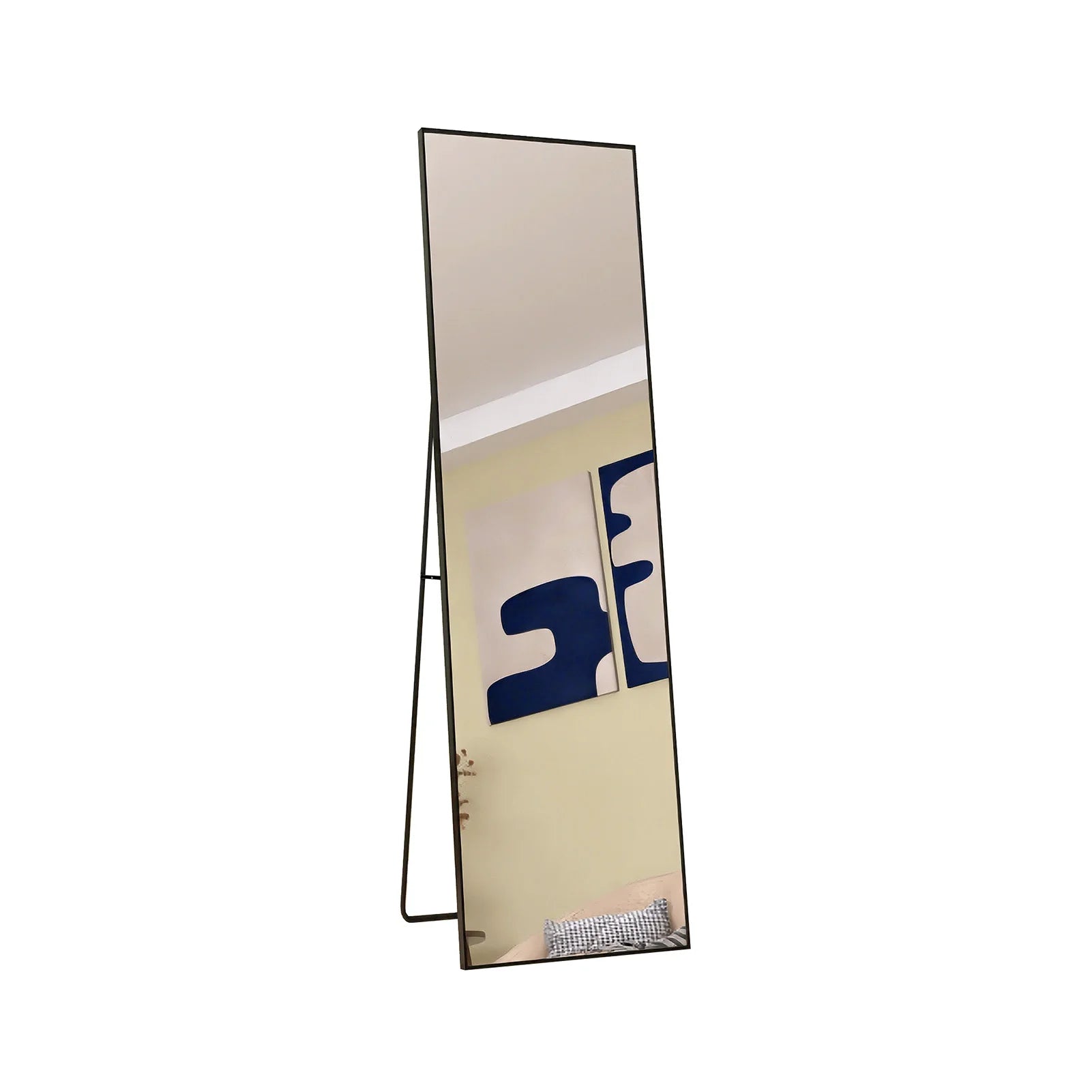 Anajqaqia 140 × 40 cm Full-Length Mirror with Aluminum Frame and Metal Stand, HD Large Wall Mirror for Living Room