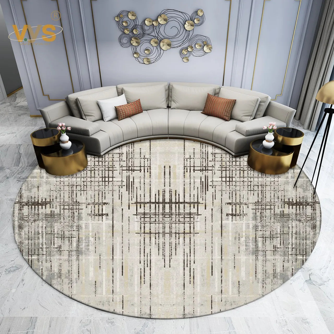 Modern-Style Rugs for Living Room, Light Luxury Bedroom Decor, Round Rug, Thick Plush Lounge Rug, Fluffy Soft Floor Gray Mat