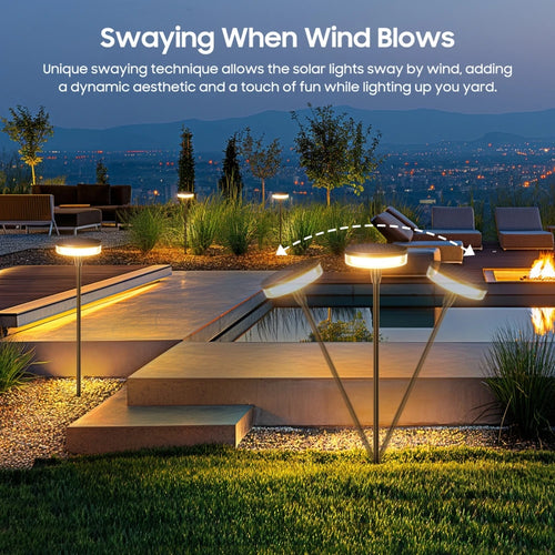 2PCS Solar Pathway Lights, Sway by Wind Solar Swaying Lights, Bright 12H IP65 Waterproof for Outdoor Yard, Path, Patio and Lawn Decor