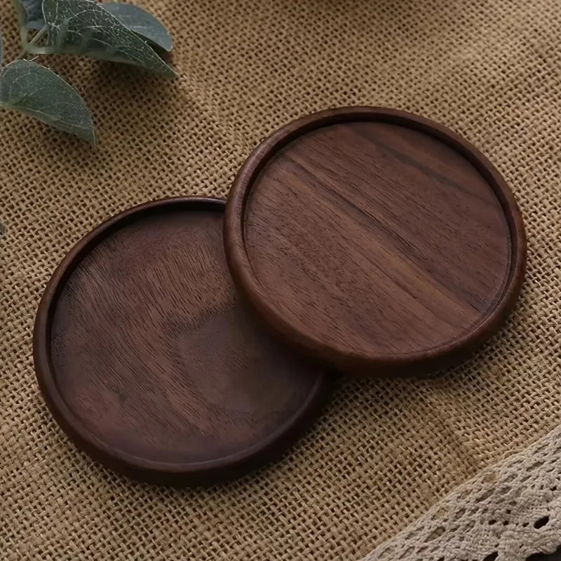 Solid Walnut Wood Coaster Round Square Beech Wood Cup Mat Durable Heat Resistant Tea Coffee Cup Pad Placemats 8.8cm/3.46in