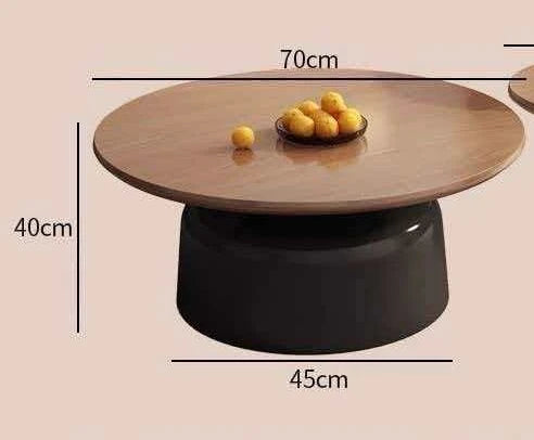 Modern Minimalist Nested Coffee Table， Wooden Top with Creamy Base, Round Accent Table for Living Room Home Decor