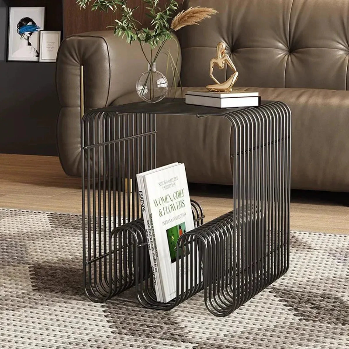 Modern Minimalist Metal Shelf - Versatile Wall/Floor Organizer for Coffee Table, Sofa Side or Bedside Storage