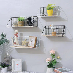1-Piece Creative Wall Shelves, Bedroom Iron Wall-Hanging Storage Shelves, Storage Baskets, Hanging Shelves, Home Furnishing