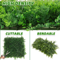 12-Pack 20" x 20" Artificial Boxwood Panels, Sun-Resistant Privacy Hedge, 33 m² Artificial Greenery Plants for Indoor and Outdoor Garden Use