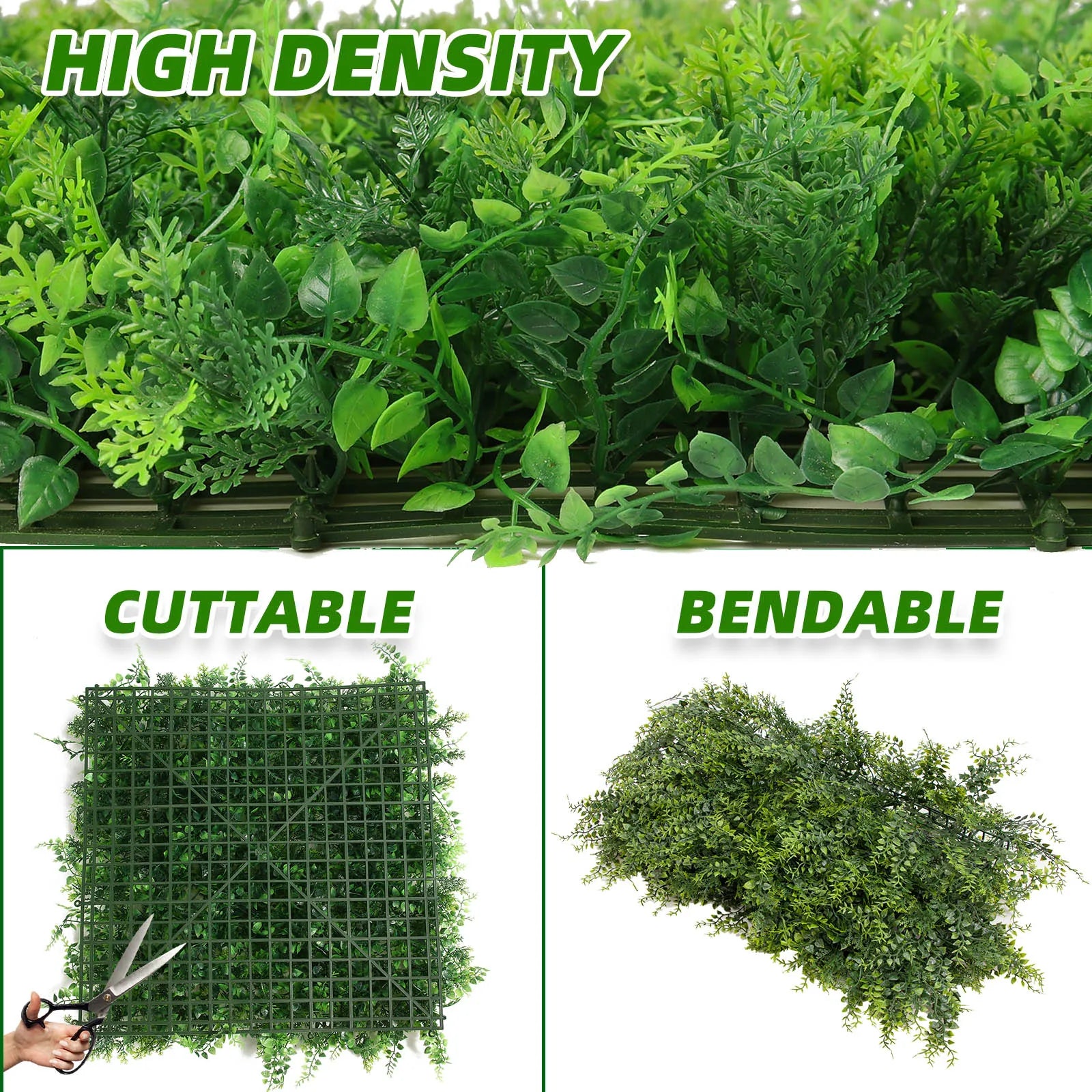 12-Pack 20" x 20" Artificial Boxwood Panels, Sun-Resistant Privacy Hedge, 33 m² Artificial Greenery Plants for Indoor and Outdoor Garden Use