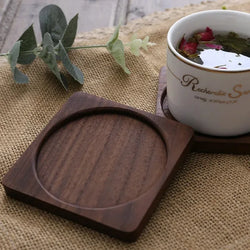 Solid Walnut Wood Coaster Round Square Beech Wood Cup Mat Durable Heat Resistant Tea Coffee Cup Pad Placemats 8.8cm/3.46in