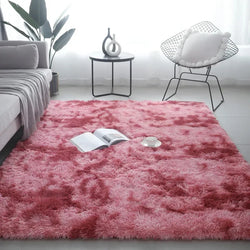Wholesale Color-Changing Silk-Wool Living Room Sofa Rug, Bedroom Bed Tie-Dye Printed Rug and Wool Blanket