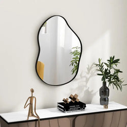 Asymmetrical Wall Mirror, Irregular Decorative Framed Mirror, 2-Way Hanging Modern Art Mirror for Bathroom, Bedroom and Living Room