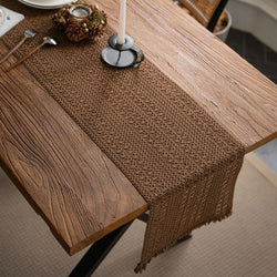 Khaki Cotton And Linen Table Runner Pure Color Woven Tablecloth Kitchen Dining Table Runners Home Table Decor