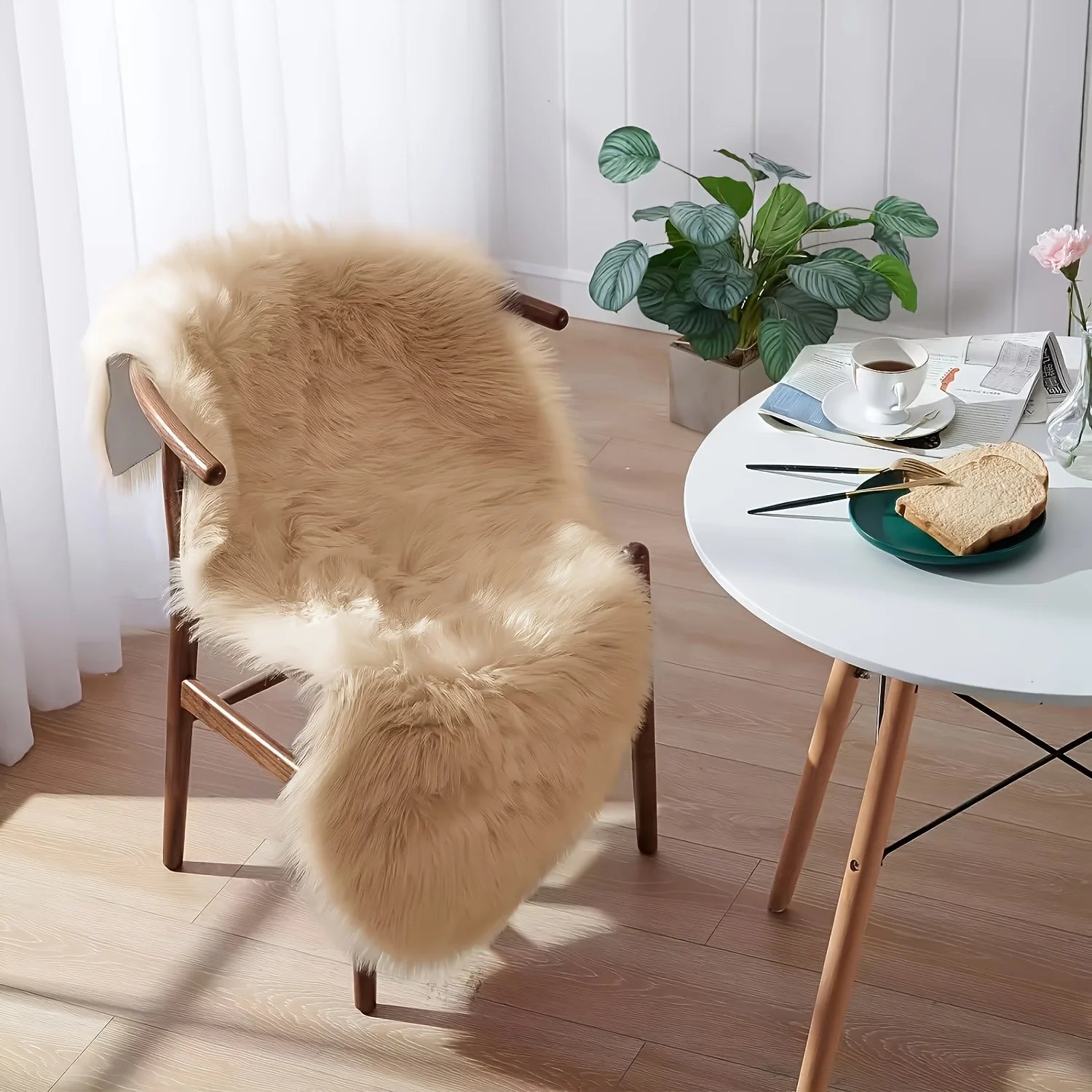 Imitation Wool Plush Chair Cushion, Single Sofa Chair Warm Cushion, Nordic Style Leisure Chair Plush Cushion, Home Comfortable Chair Cushion