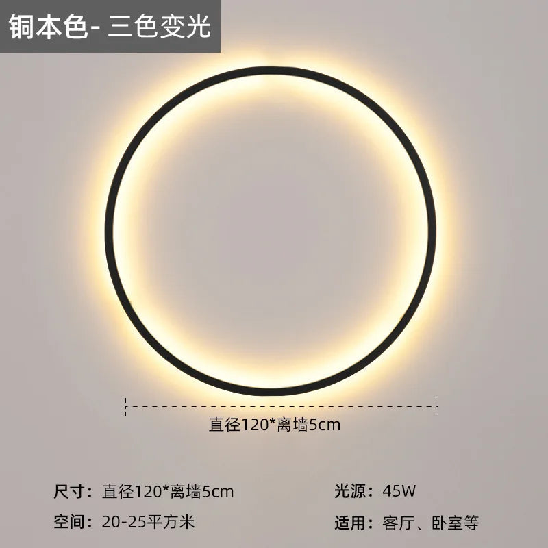 Modern Decorative LED Wall Lamp for Bedroom and Living Room, Scandinavian Design Round Ring Indoor USB Wall Sconce Lighting Fixture