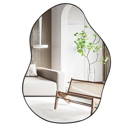 Asymmetrical Wall Mirror, Irregular Decorative Framed Mirror, 2-Way Hanging Modern Art Mirror for Bathroom, Bedroom and Living Room