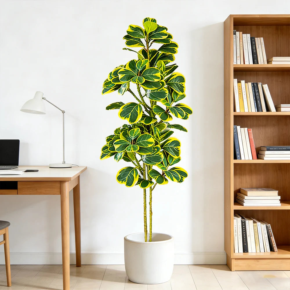 76-115cm Faux Ficus Tree Tall Fake Oak Tree Tropical Green Plant Palstic Banyan Branch For Home Floor Shop Party Wedding Decor