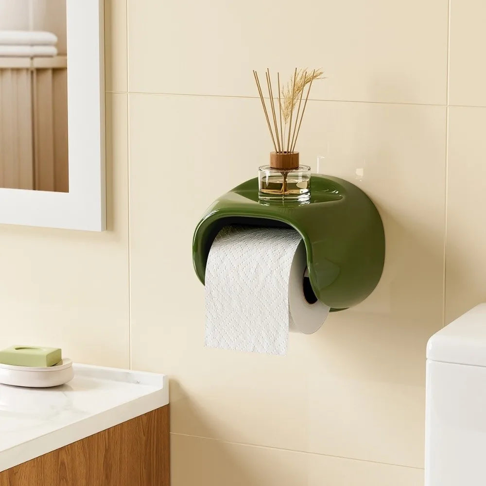 No Punching Bathroom Roll Holder Wall Mounted Waterproof Toilet Paper Storage Rack Plastic Vintage Toilet Paper Box Restroom
