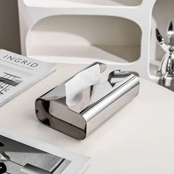 Stainless Steel Tissue Box, Artistic Pull-Paper Dispenser with Irregular Design - Desktop/Living Room Napkin Holder and Tissue Dispenser for Living Room, Bedroom, Kitchen and Hotel