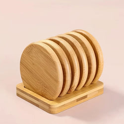 Bamboo Base Coaster Set Simple Creative Cup Holder Round Water Cup Insulation Pad Bamboo Tea Cup Holder Display Rack Accessories