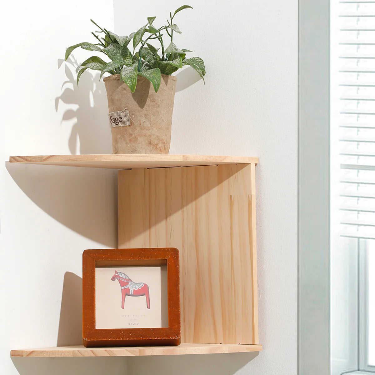 2/4/5-Tier Wooden Corner Shelf, Burlywood Storage Shelf, Boho Home Decor Floating Wall Organizer, Aesthetic Room Decoration