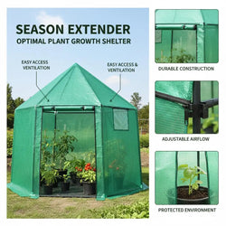 Foldable Mini Greenhouse 198 x 172 x 190 cm, with Zipper Door, Double Mesh Windows, Wind Ropes and Pegs, for Outdoor Garden Plants and Growing