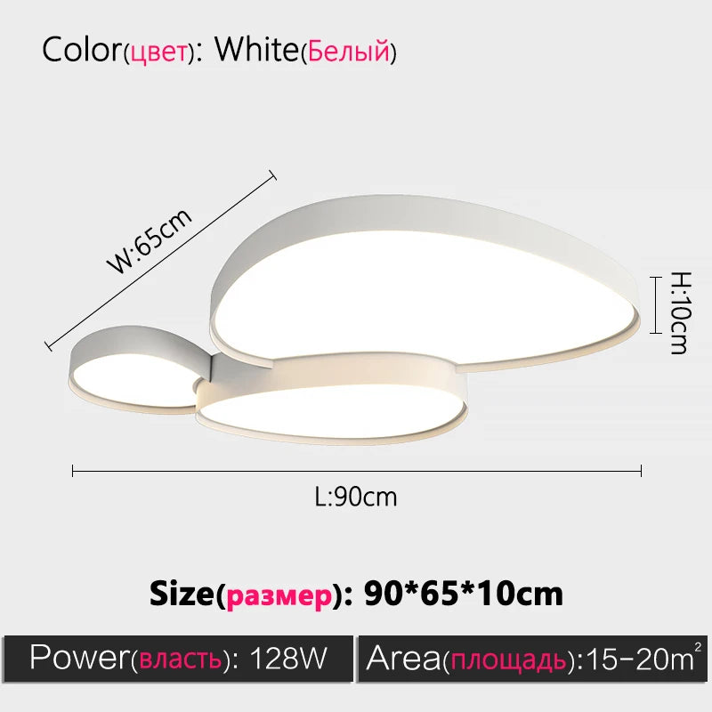 Living Room Ceiling Light, Bedroom and Dining Room Lamp, Simple Scandinavian Modern Black and White LED Home Decorative Light