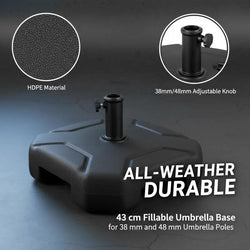 43 cm Fillable Parasol Base with Handle for 38 mm and 48 mm Parasol Poles