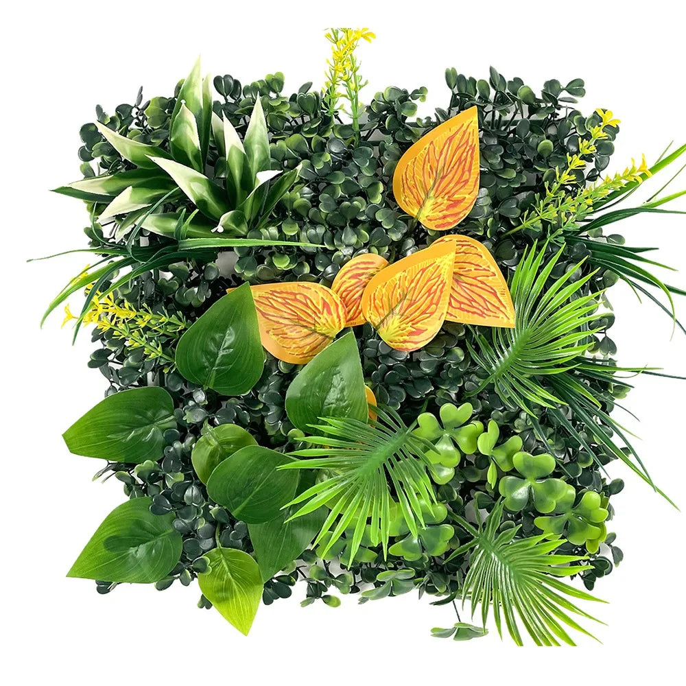 DIY Artificial Plant Wall Panel, Everlasting Sunflower Artificial Eucalyptus Green Mat, 25 * 25 cm Simulated Maple Plant Sheet