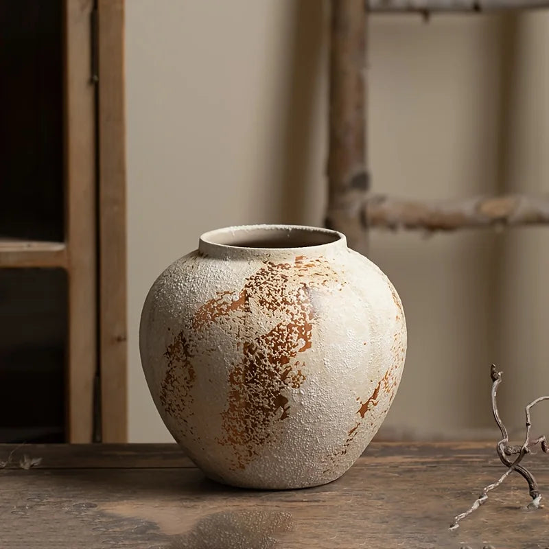 Elegant Retro Ceramic Flowerpot with White Spots — Exquisite Design Creates a Refined Atmosphere, Suitable for Various Types of Flowers, Unique Spotted Texture Adds a Classical Aesthetic, Perfectly Enhancing Your Home or Office Space