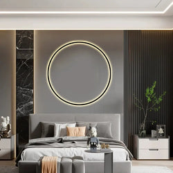 Modern Decorative LED Wall Lamp for Bedroom and Living Room, Scandinavian Design Round Ring Indoor USB Wall Sconce Lighting Fixture