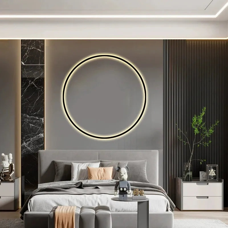 Modern Decorative LED Wall Lamp for Bedroom and Living Room, Scandinavian Design Round Ring Indoor USB Wall Sconce Lighting Fixture