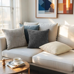 2Pcs Chenille Knitted Throw Pillow Covers Cross-Stitch Design Simple Solid Color Sofa Cushion Cover A Set Includes 2 Pillowcases
