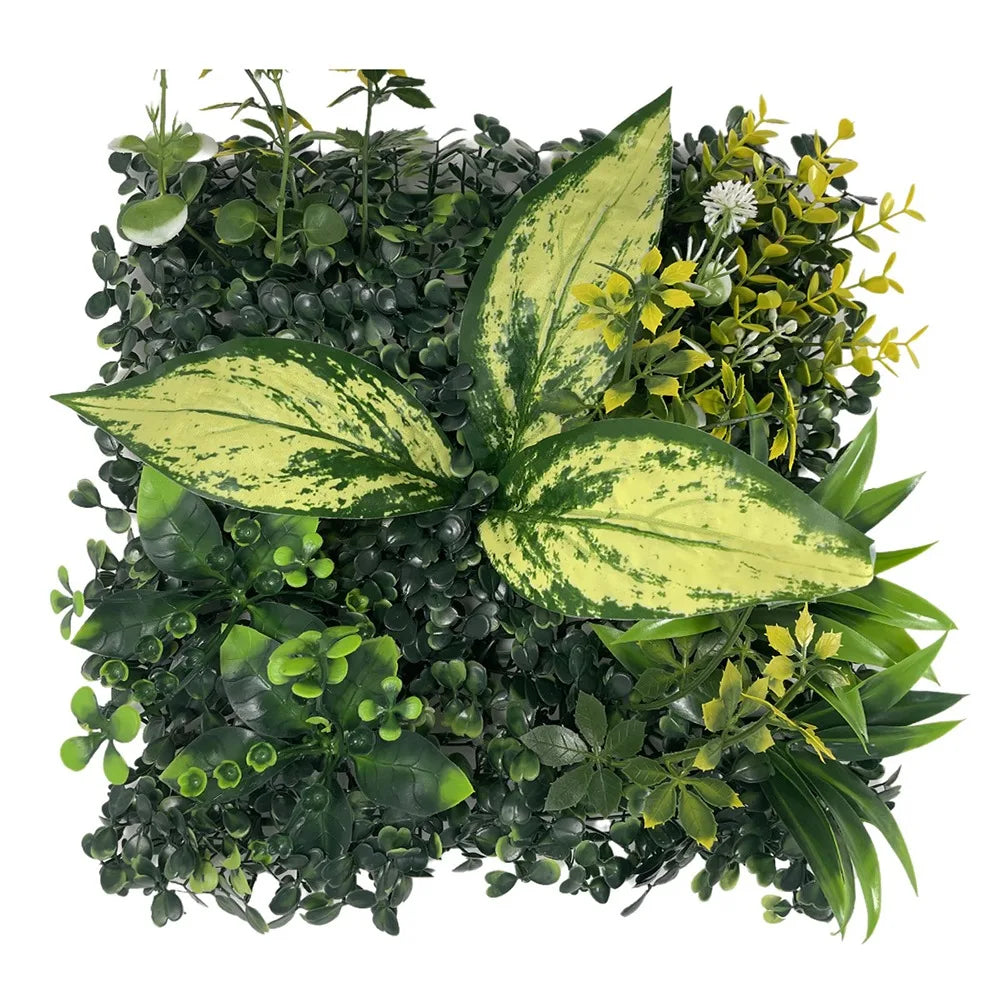 DIY Artificial Plant Wall Panel, Everlasting Sunflower Artificial Eucalyptus Green Mat, 25 * 25 cm Simulated Maple Plant Sheet