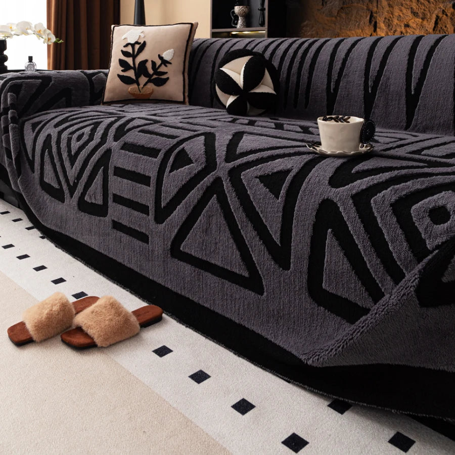 1-Piece New Bohemian-Style Sofa Protector, Vintage Interwoven Comfortable Sofa Blanket, Pet-Friendly, Anti-Slip Protection, Luxury