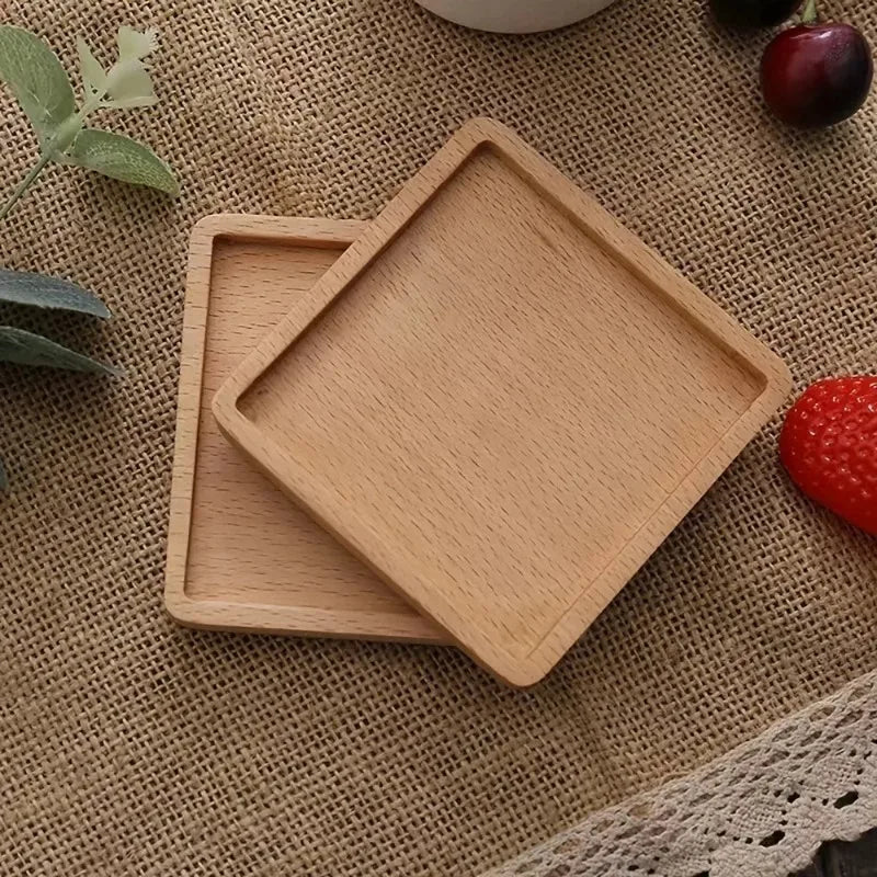 Solid Walnut Wood Coaster Round Square Beech Wood Cup Mat Durable Heat Resistant Tea Coffee Cup Pad Placemats 8.8cm/3.46in