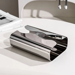 Stainless Steel Tissue Box, Artistic Pull-Paper Dispenser with Irregular Design - Desktop/Living Room Napkin Holder and Tissue Dispenser for Living Room, Bedroom, Kitchen and Hotel