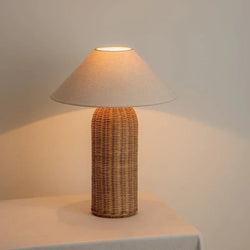 Wabi-sabi Retro Desk Lamp Handwoven Rattan Shade Japanese for Bedroom Living room Hotel Study Decor E27 Bulb Table Light