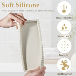Silicone Wavy Candle Holder Tray Coffee Table Wavy Square Aromatherapy Tray Bathroom Lace Square Storage Is Washable